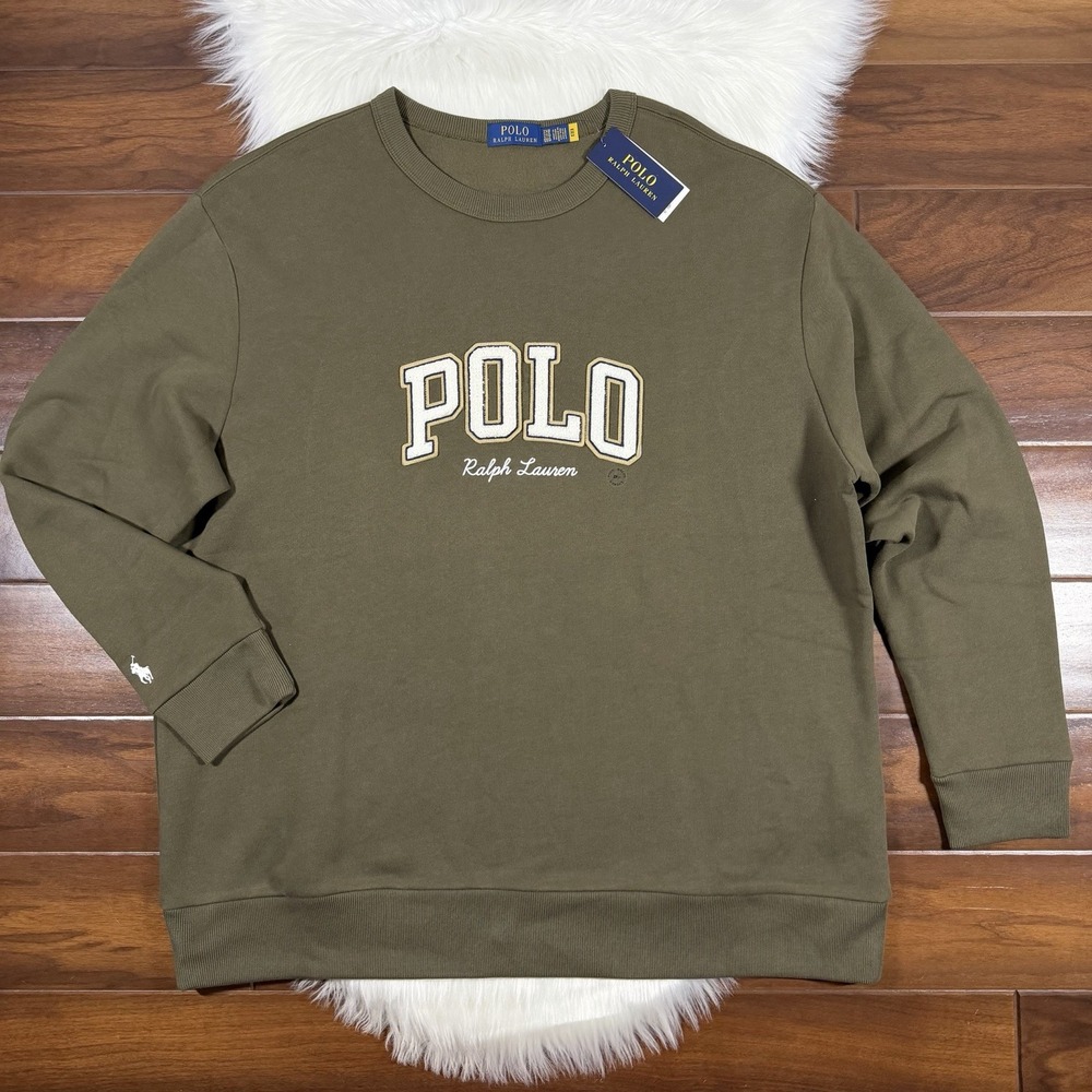 Polo Ralph Lauren Men's Size 2XLT Green Logo Fleece Sweatshirt